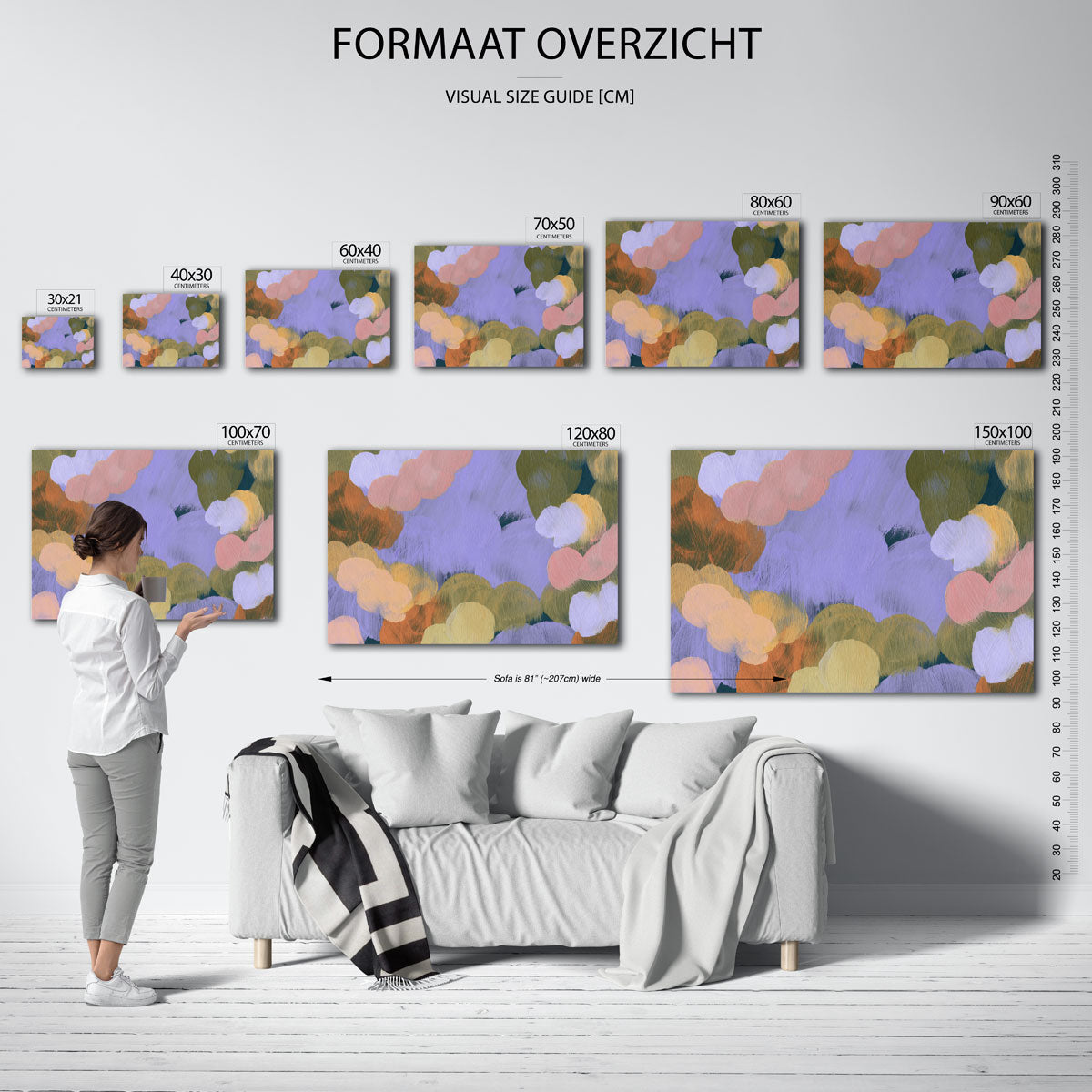 Abstracte wolken – liggende muurposter met artistieke uitstraling