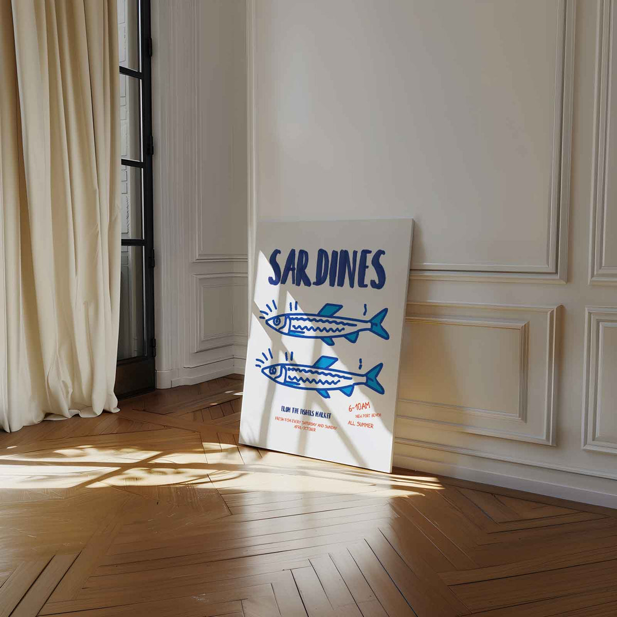 Sardines Illustratie Poster – staand kunstwerk voor modern interieur