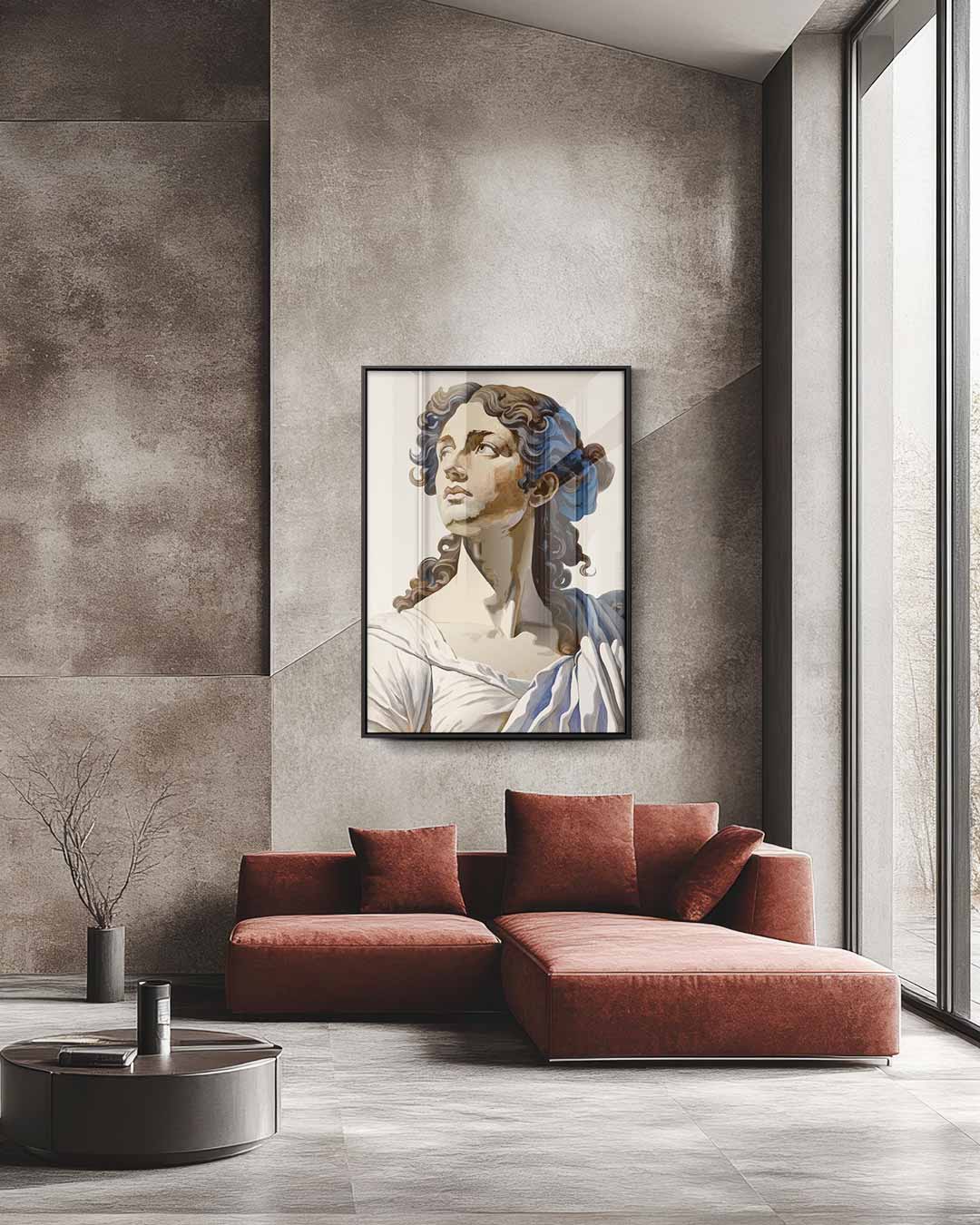 Klassieke Buste Met Krachtige Blik – staande wandkunst voor woonkamer of interieur
