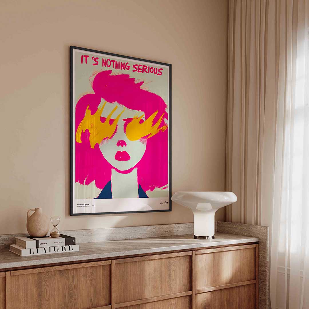 Portret met roze en geel – urban poster in staand formaat