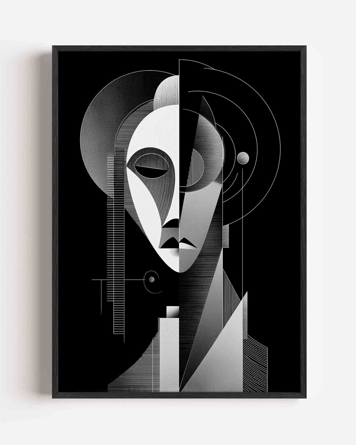 Abstracte gezichtsfiguur – abstracte portret poster als wanddecoratie