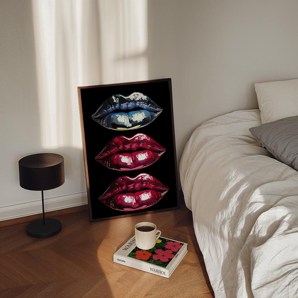 Kleurrijke Lippenkunst – staande Popart wanddecoratie van WallArtistic