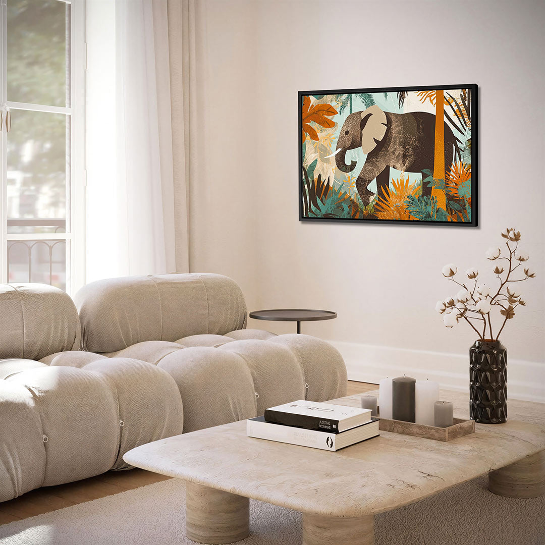 Olifant in jungle – Dieren kunstwerk – alternatieve weergave van het kunstwerk