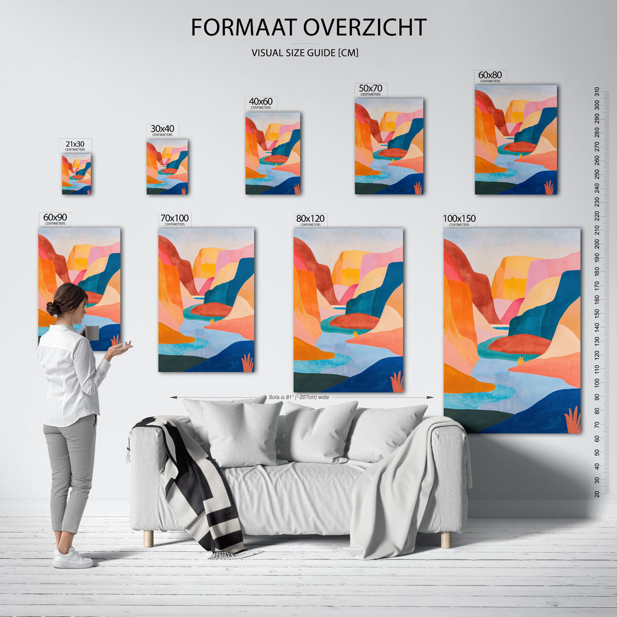 Abstracte landschapsweergave – staande muurposter met hedendaagse illustratie