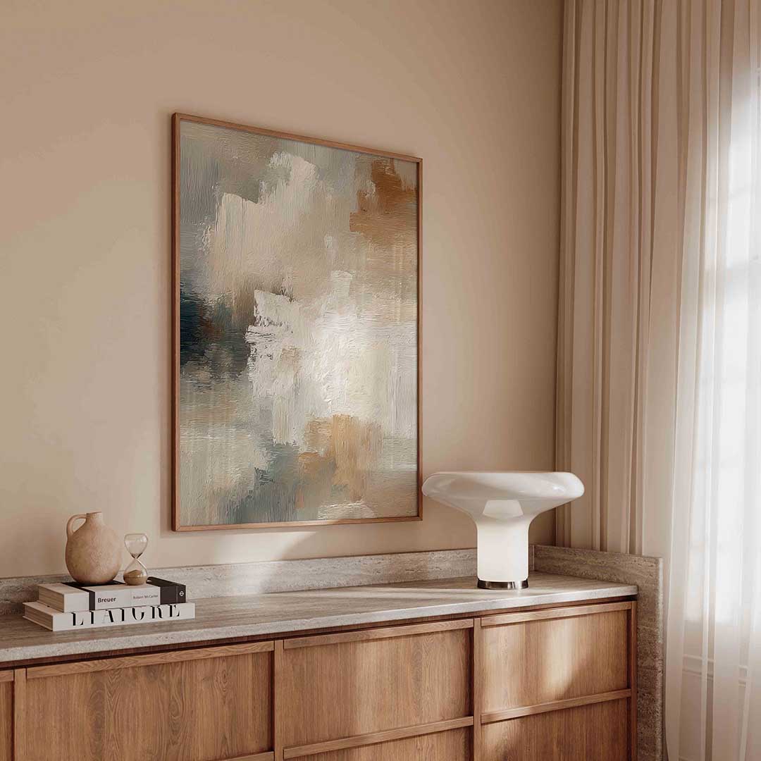 Abstracte beige en grijze – textuur poster in staand formaat