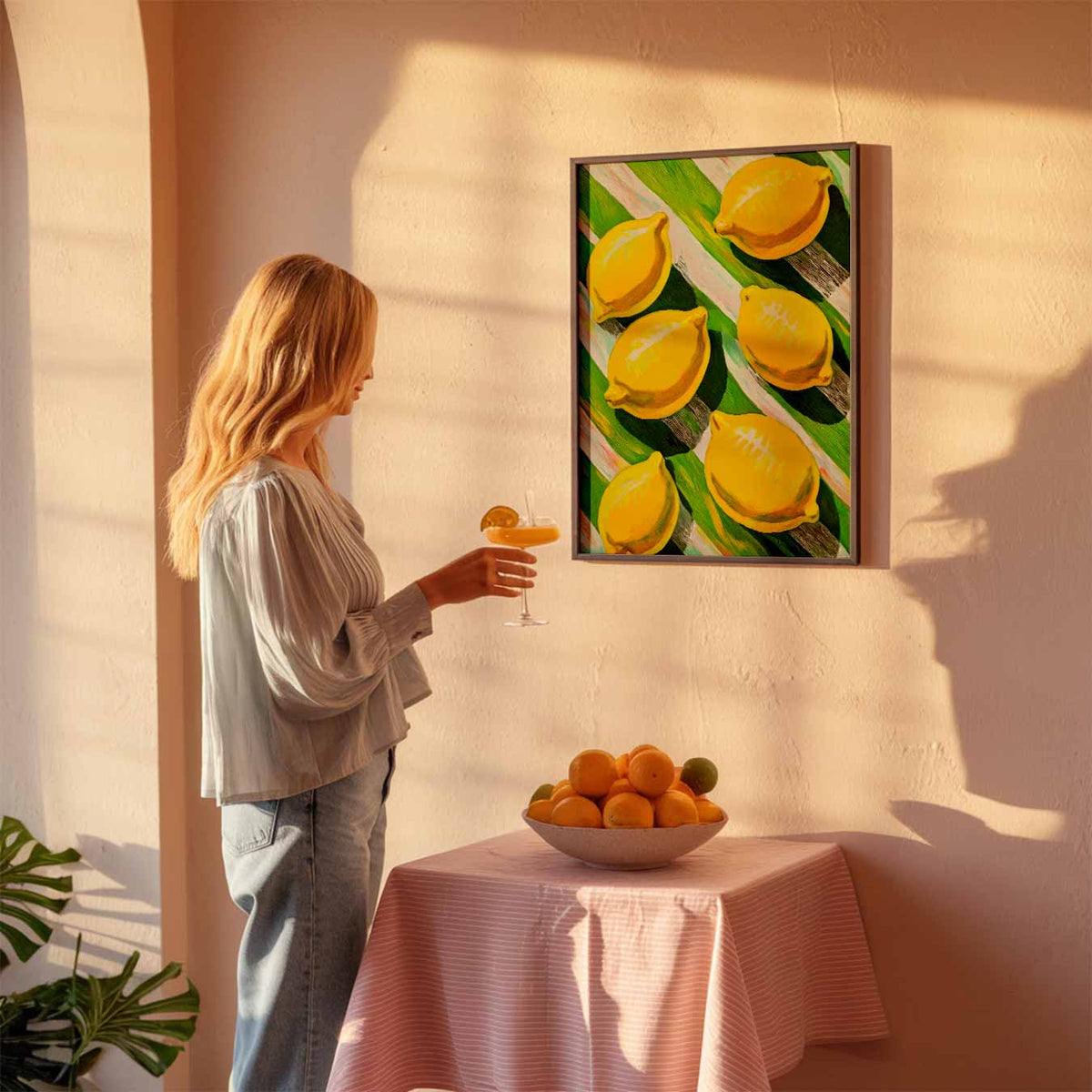 Zonnige Citroenen Kunstposter – keuken poster als sfeervolle staande wanddecoratie
