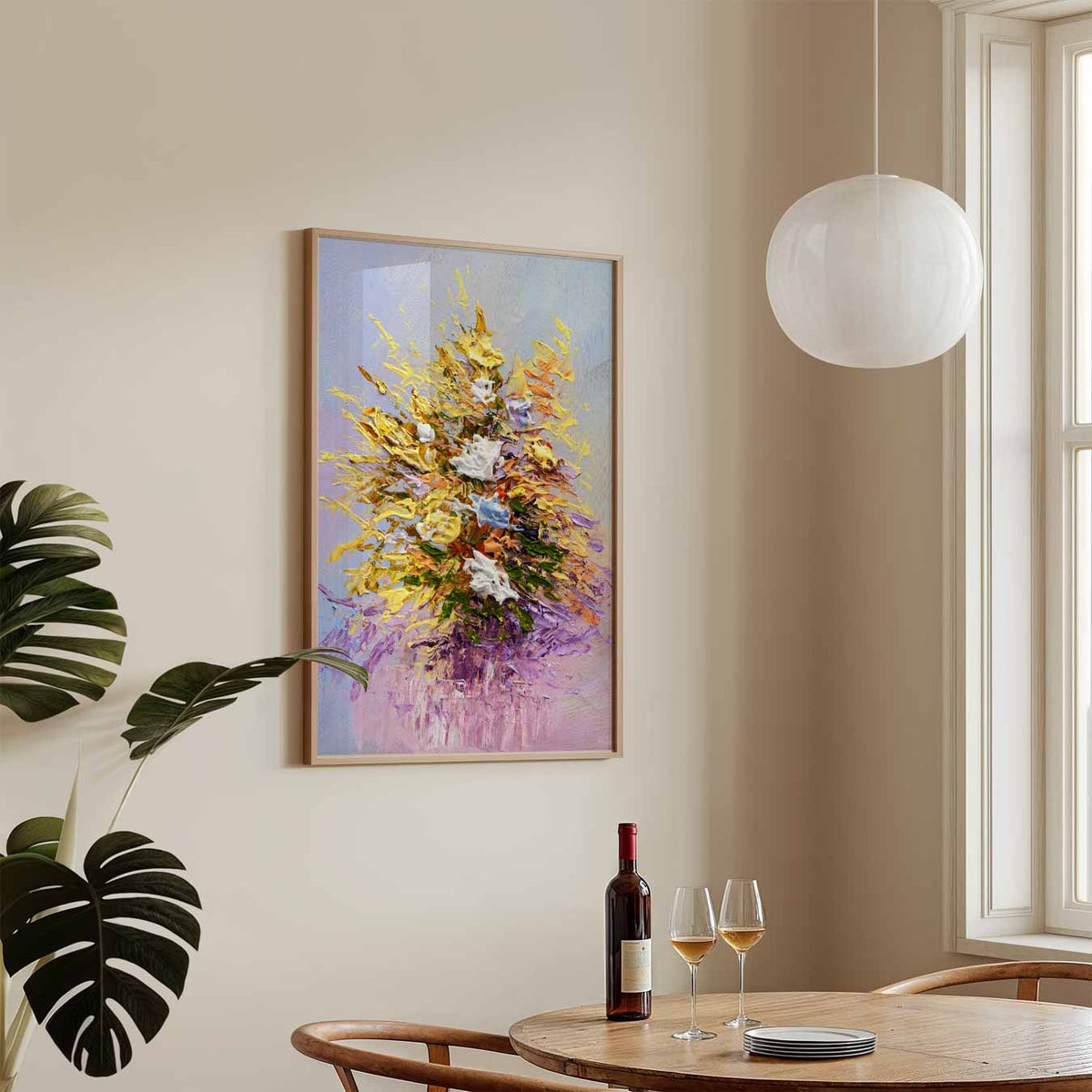 Bloemenabstract met Textuur – staande Popart wanddecoratie van WallArtistic