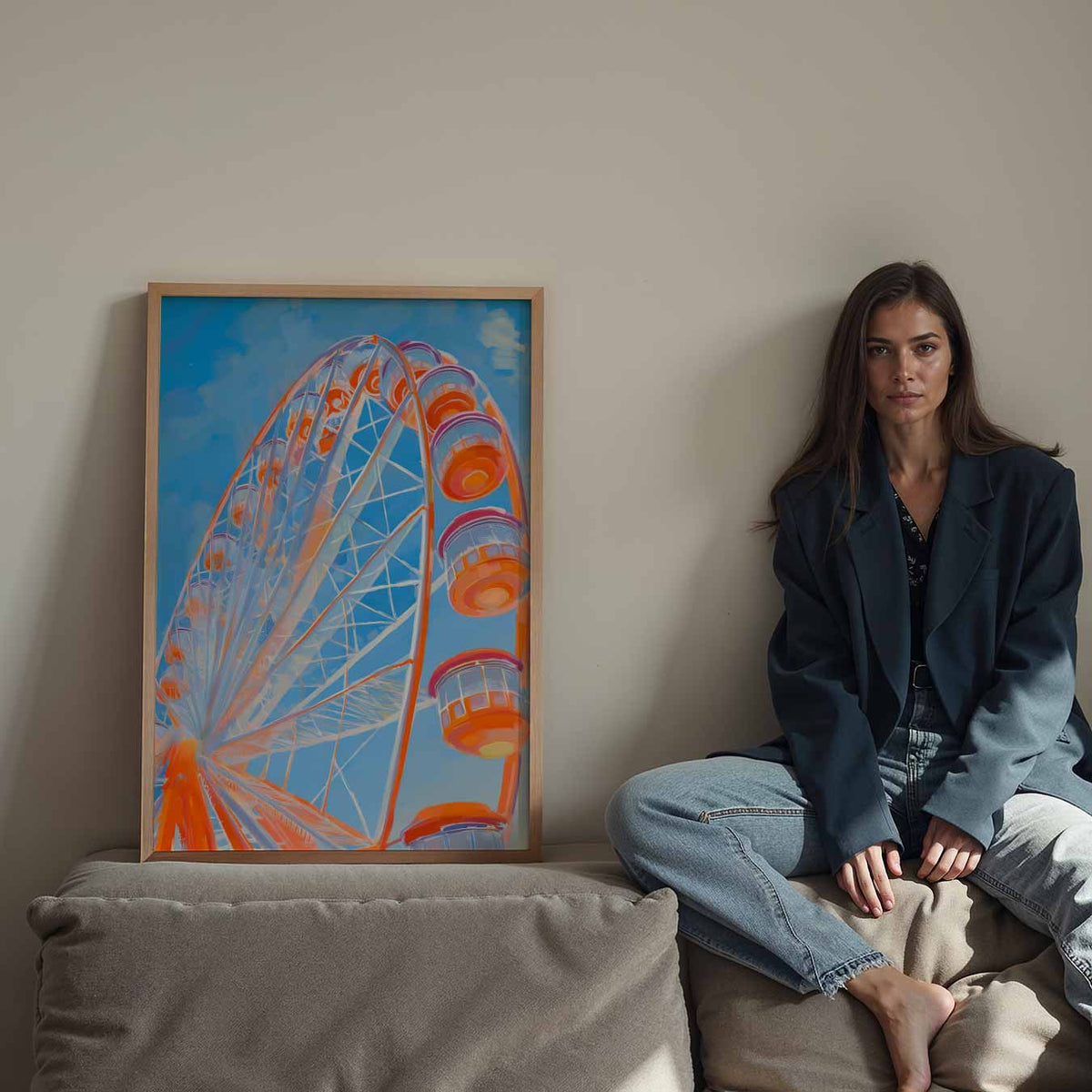 Betoverend Reuzenrad in Pastelkleuren – Streetart wandkunst als portret poster