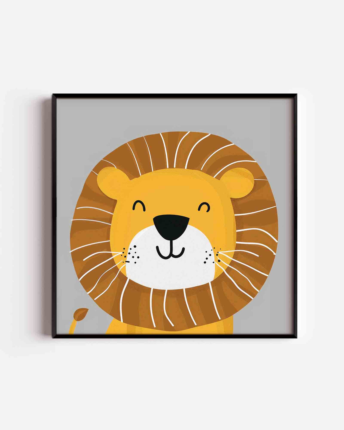 Lachende leeuw – vierkante kinderposter als wanddecoratie