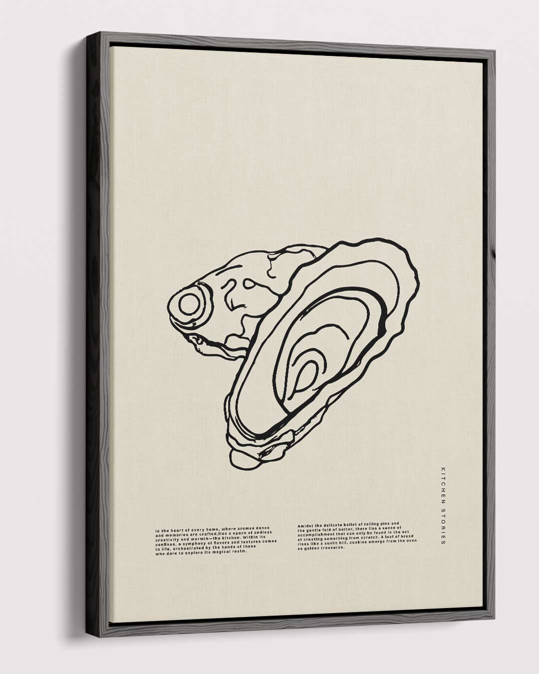 Oesterlijntekening op beige achtergrond – dibond kunstwerk als wanddecoratie