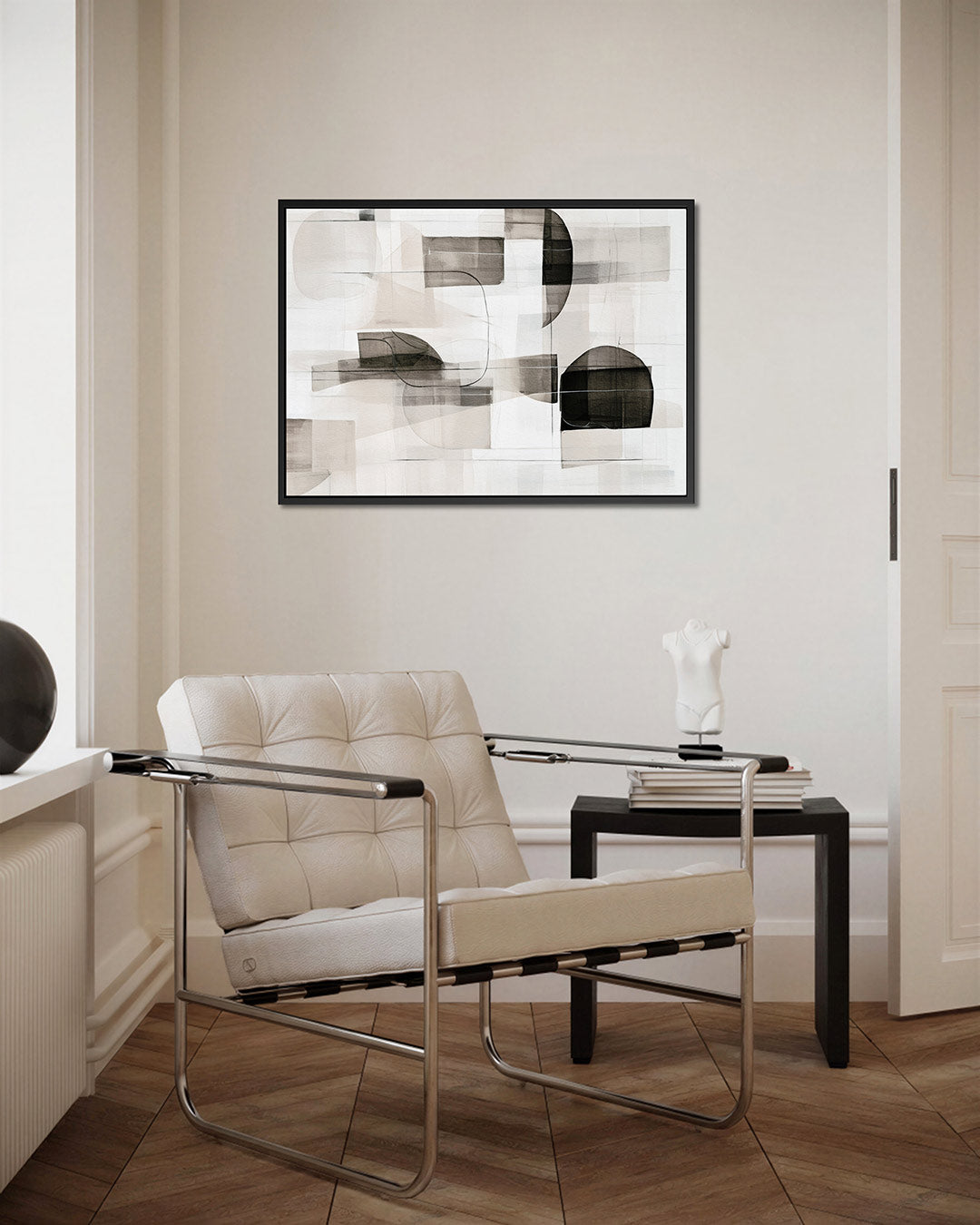 Geometrische vormen compositie – Serene – kunstwerk op canvas, dibond of plexiglas