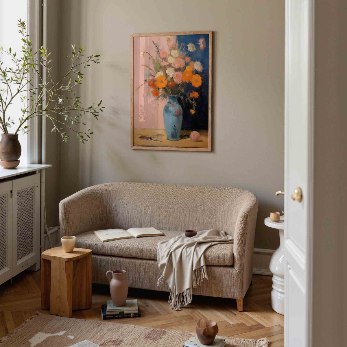 Bloemen in vaas – botanische poster in staand formaat