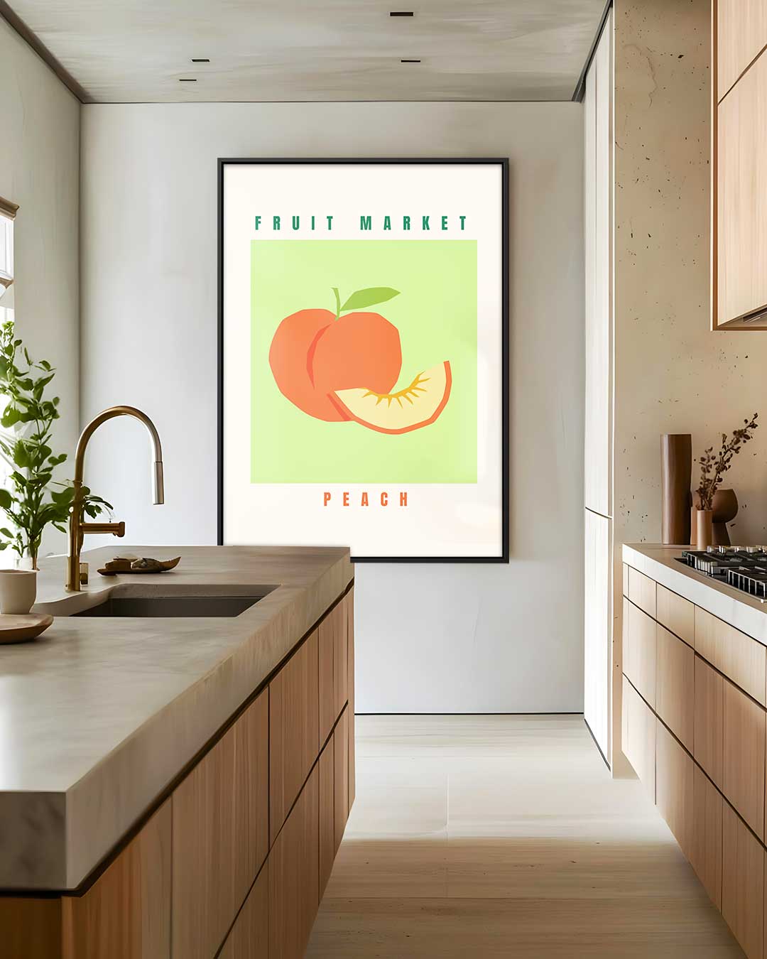 Fruit Market Perzik Poster – staand kunstwerk voor modern interieur