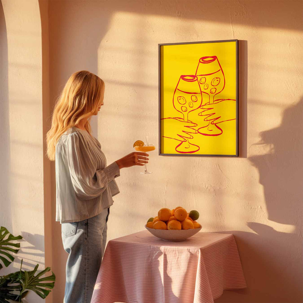 Sprankelende Cheers – keuken poster als sfeervolle staande wanddecoratie