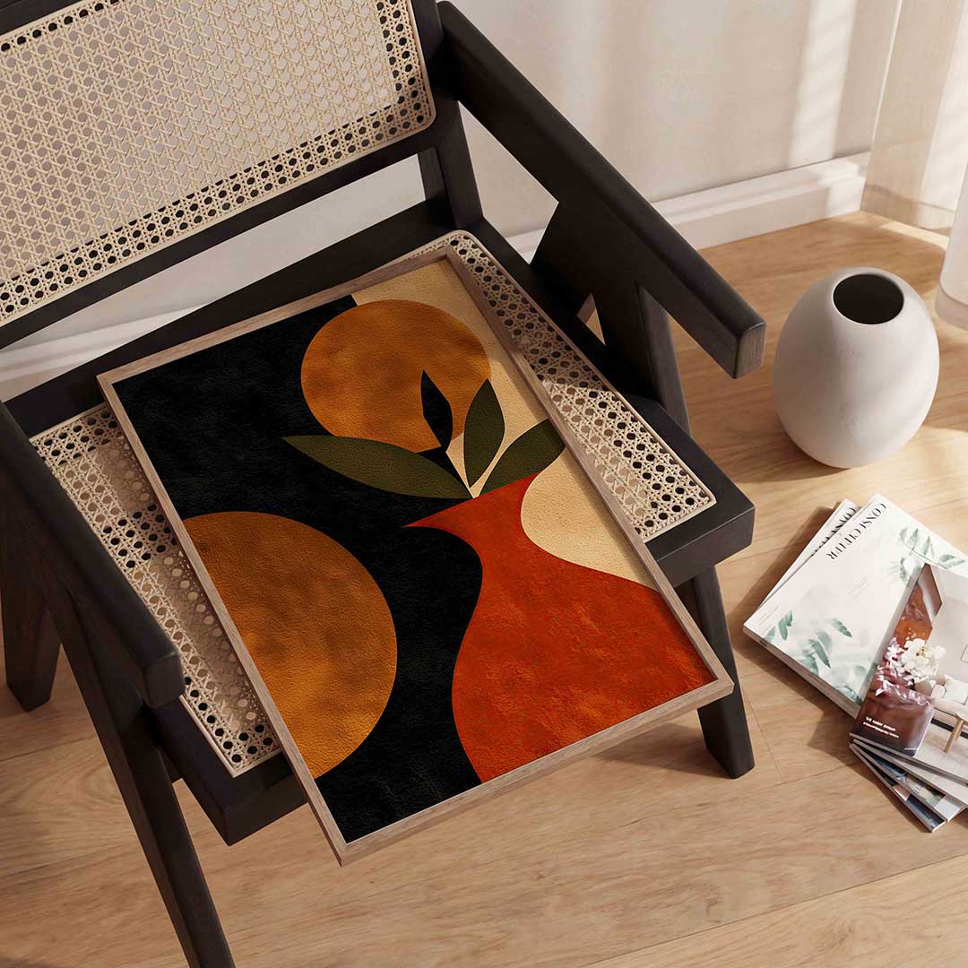 Vaas met bladeren – abstracte wandkunst als portret poster
