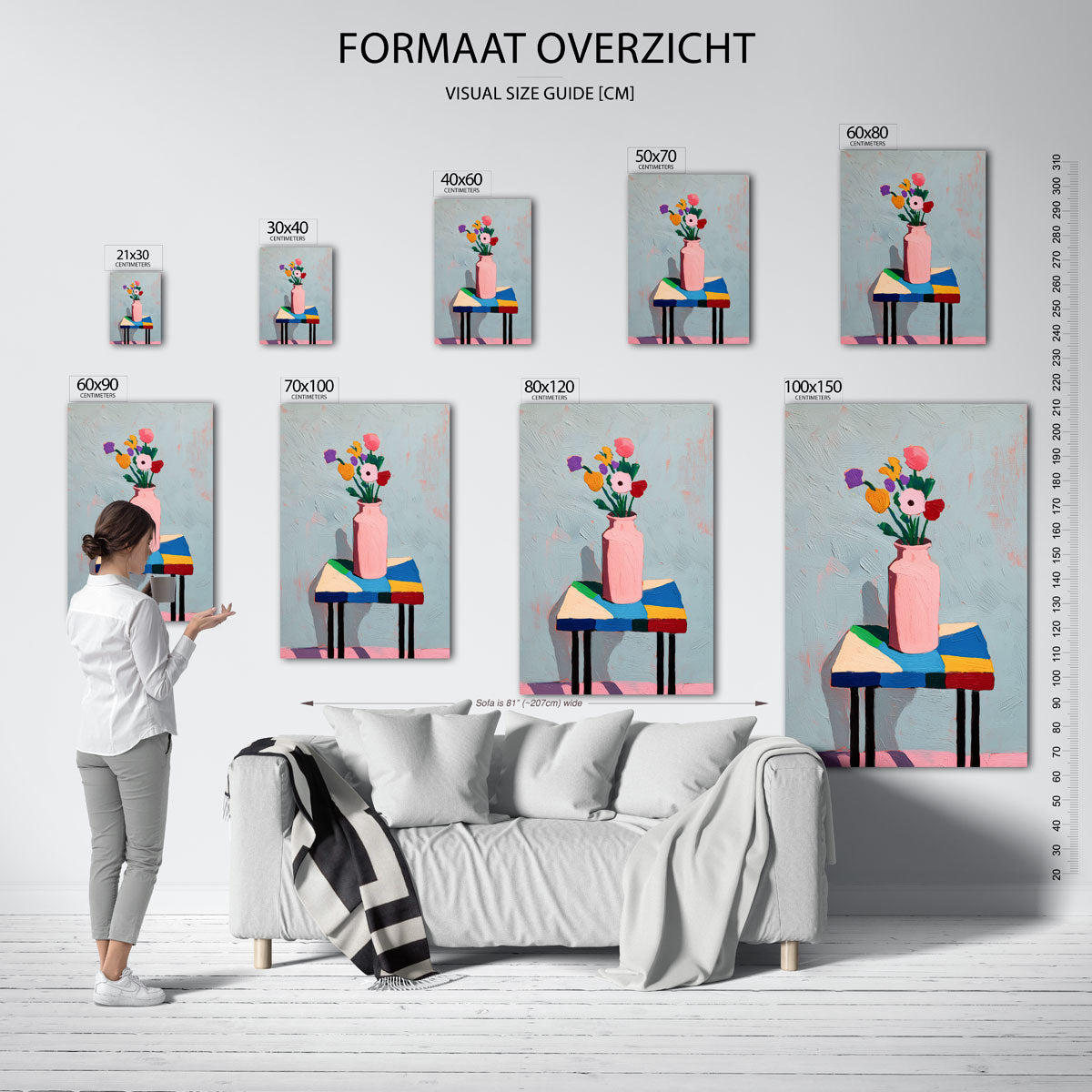 Bloemen in vaas – staande muurposter met botanisch thema