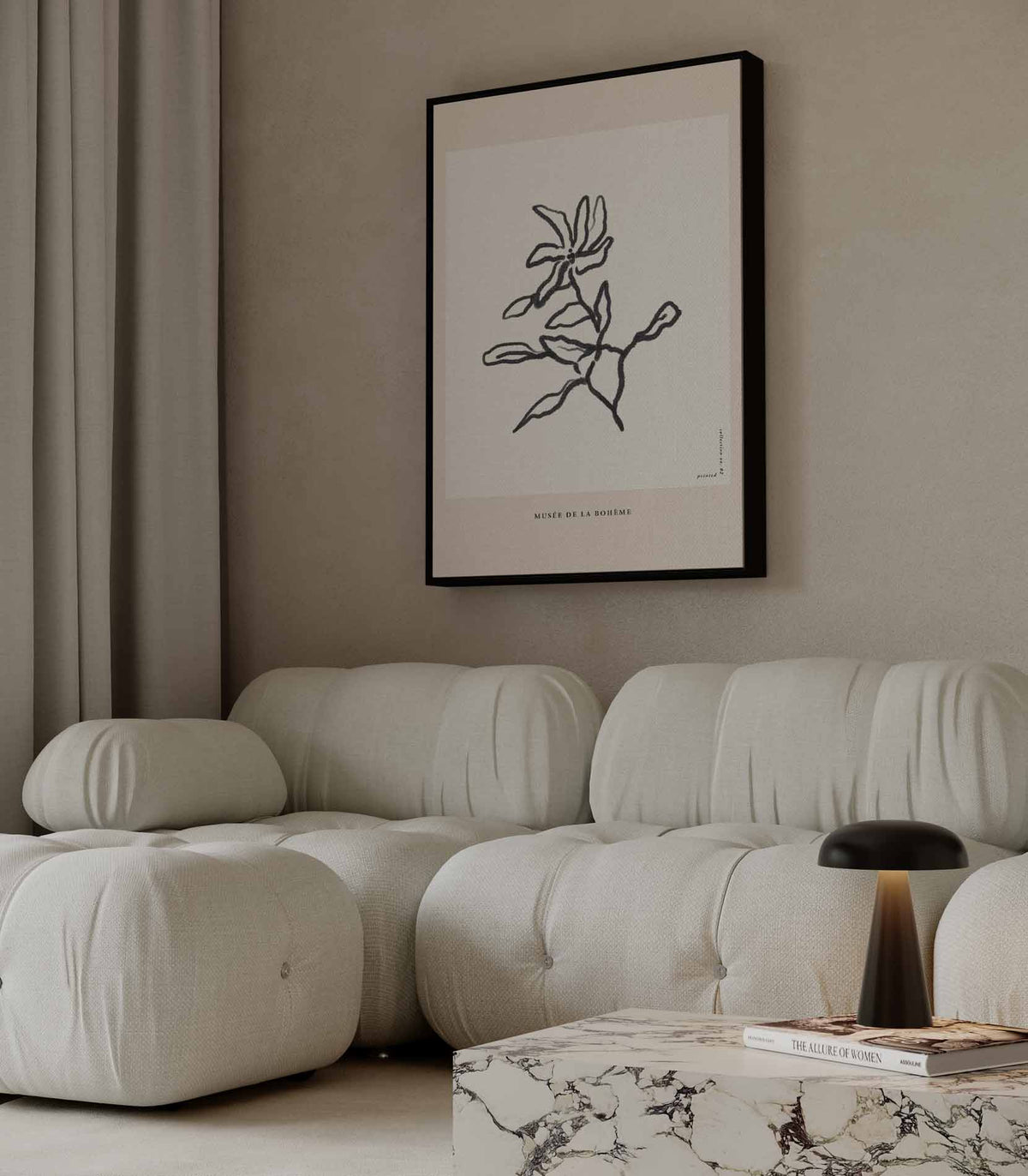 Elegante Bloemillustratie – plexiglas wanddecoratie in portret formaat