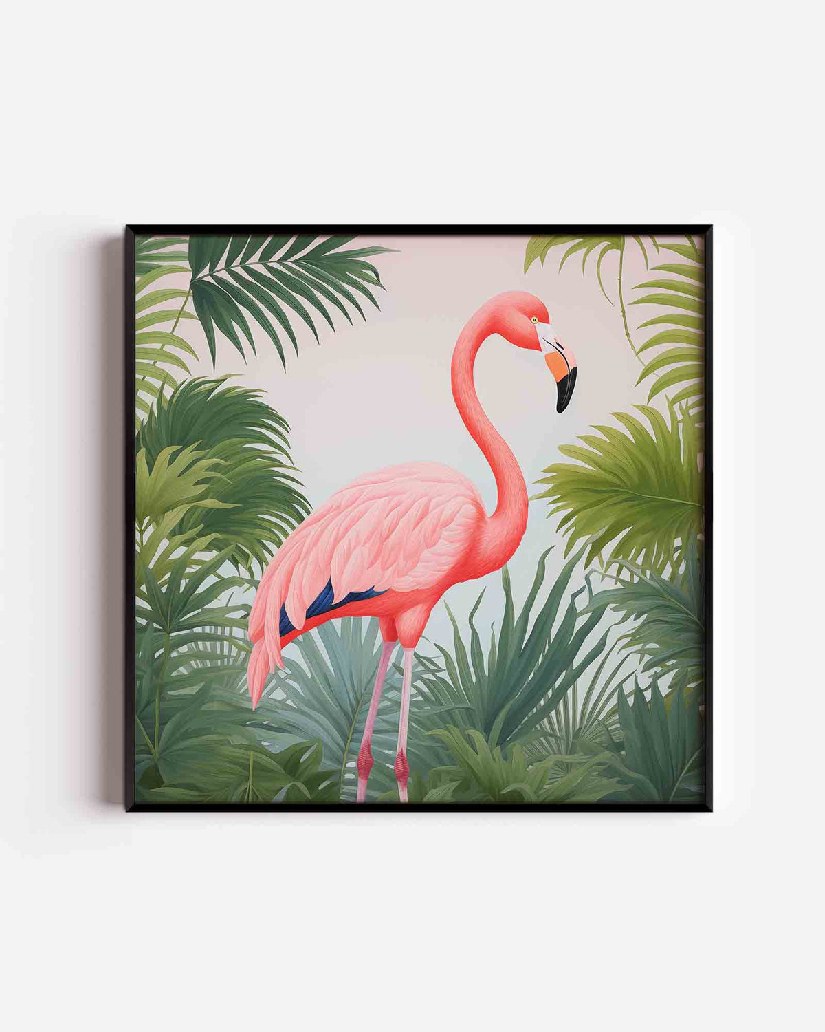 Flamingo in tropisch groen – jungle vierkante poster als wanddecoratie