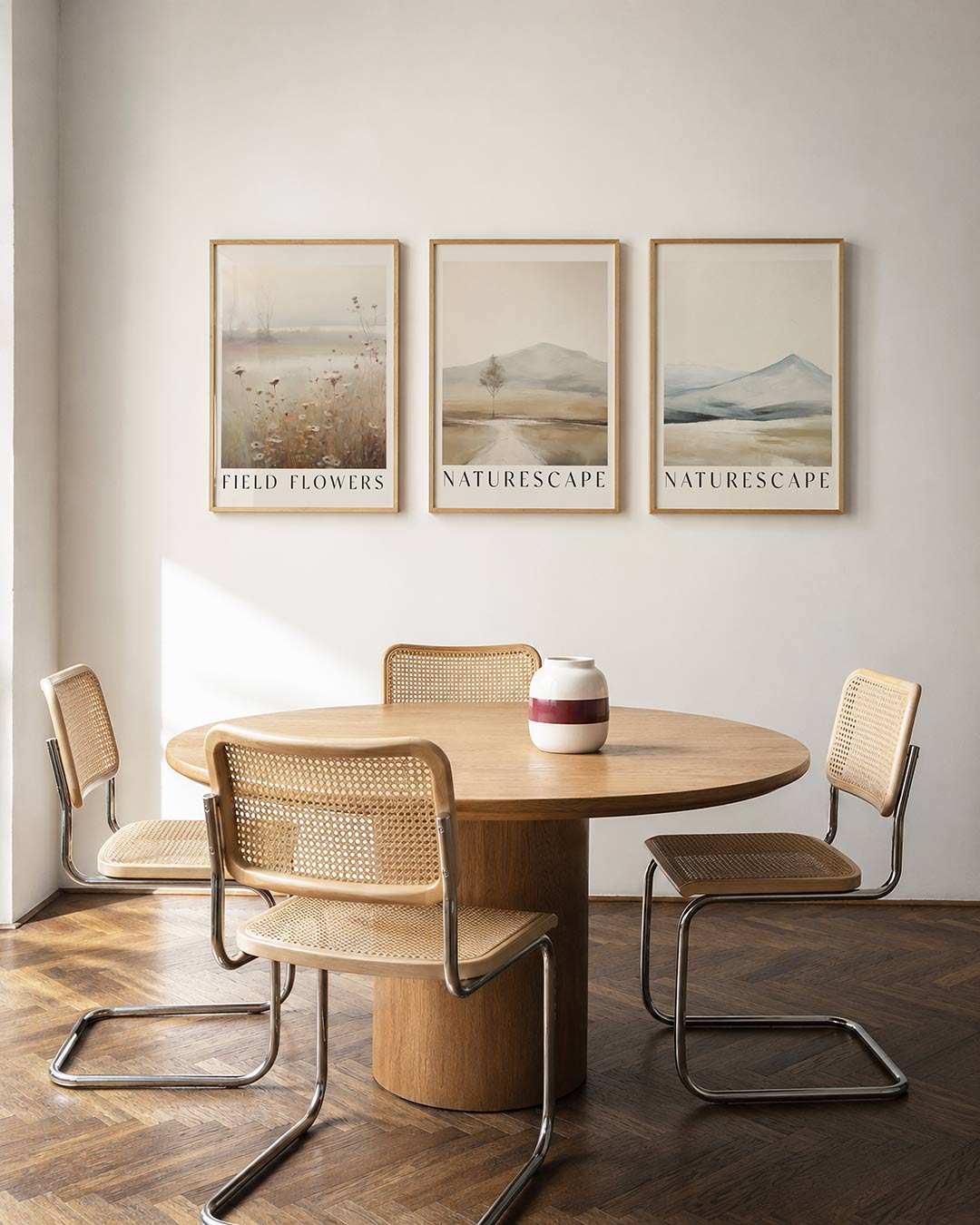 Bloemenweelde – driedelige posterset in interieur