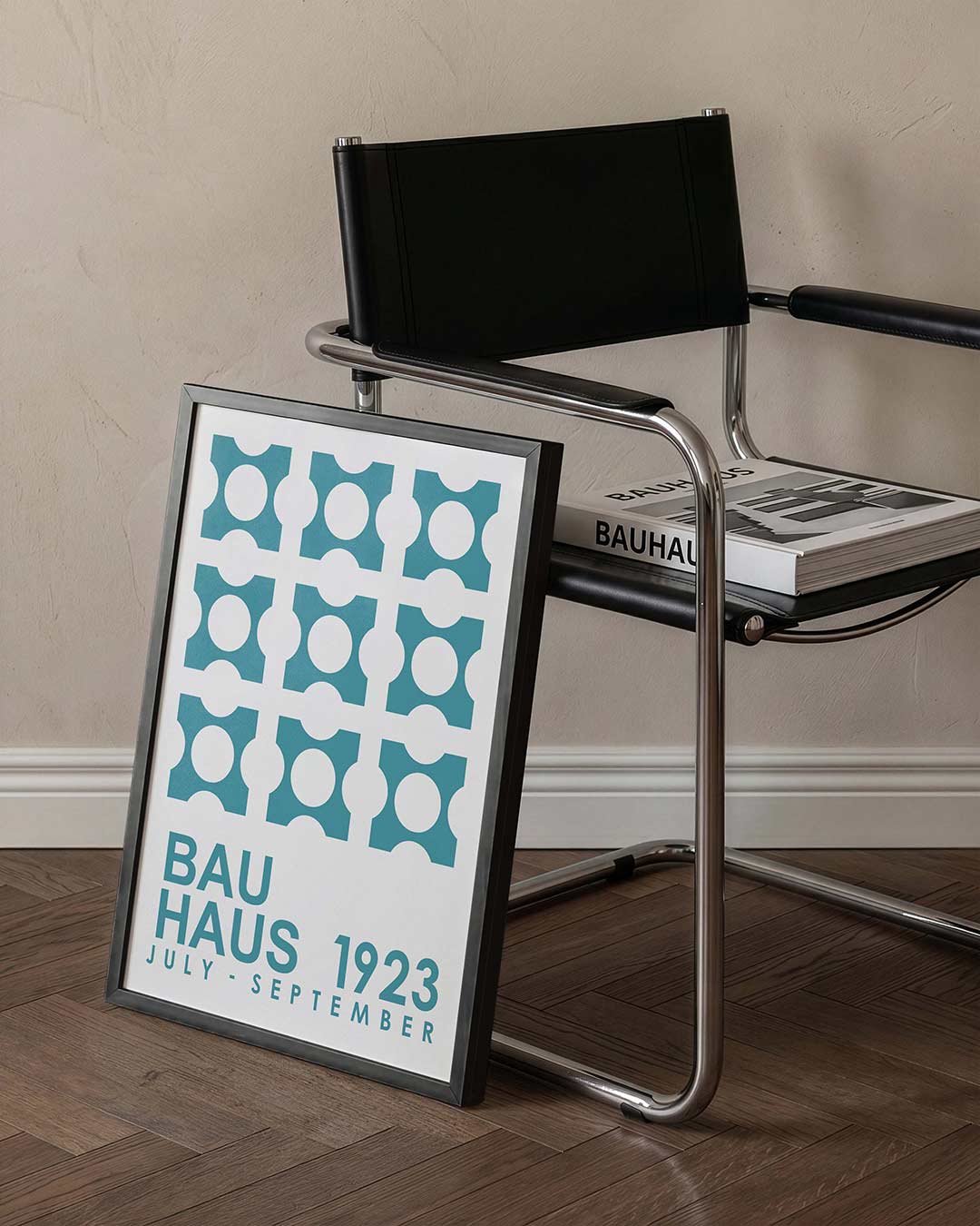 Vorm en herhaling – staande Bauhaus poster voor aan de muur