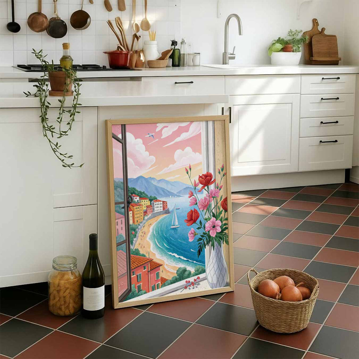 Abstracte – staande muurposter met zomerse uitstraling