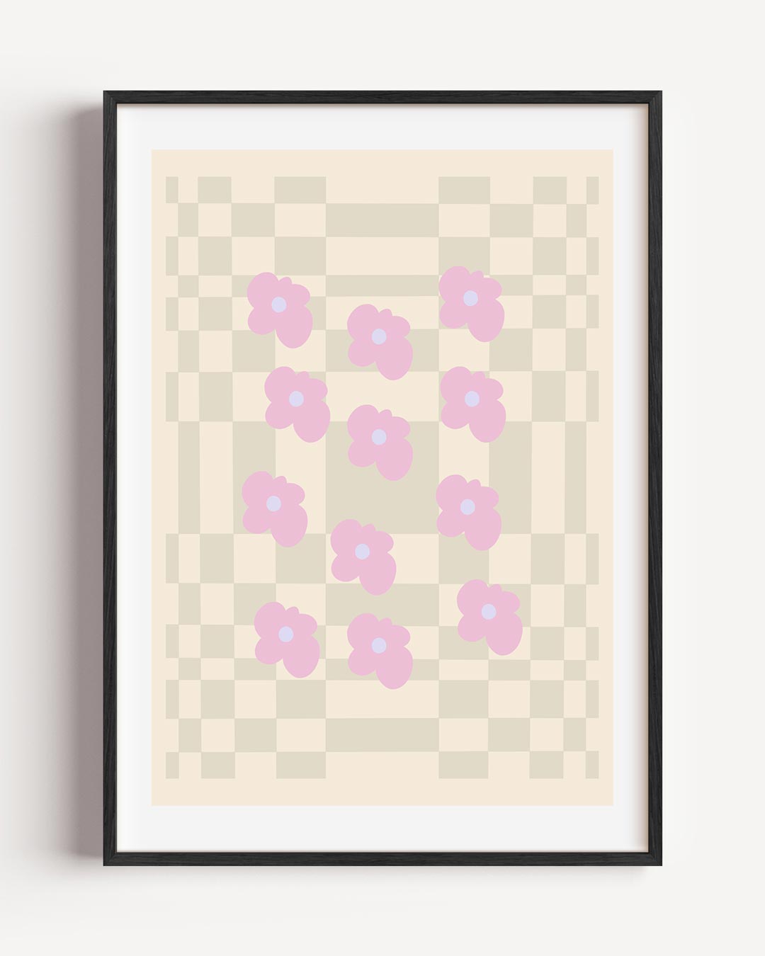 Zachte Bloesem Op Beige – moderne portret poster als wanddecoratie