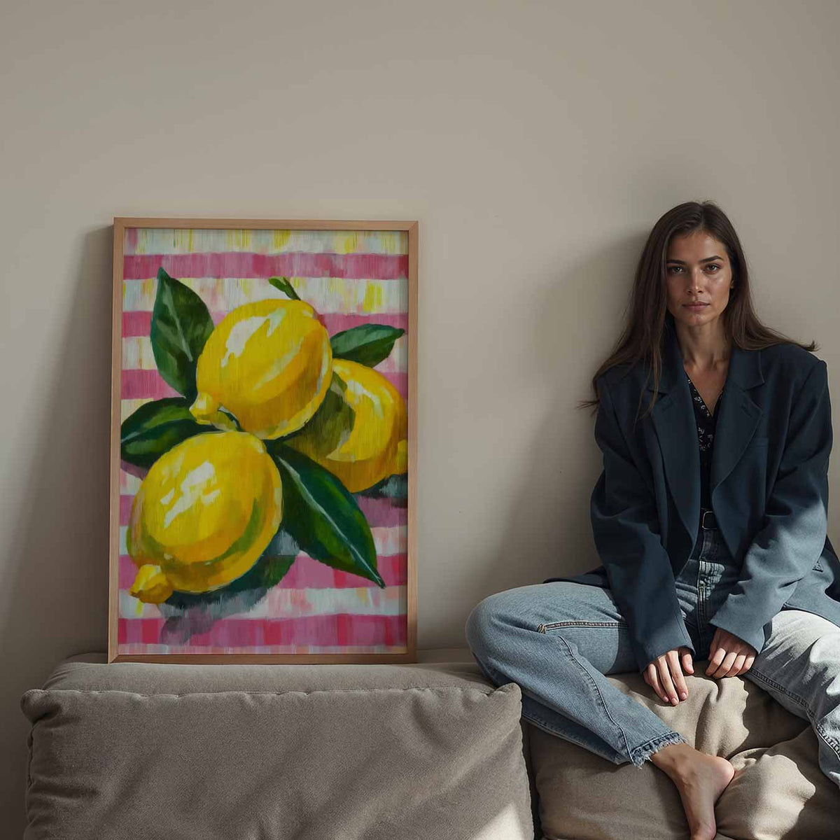 Zomerse Citroen Schilderij – staande keuken wanddecoratie van WallArtistic