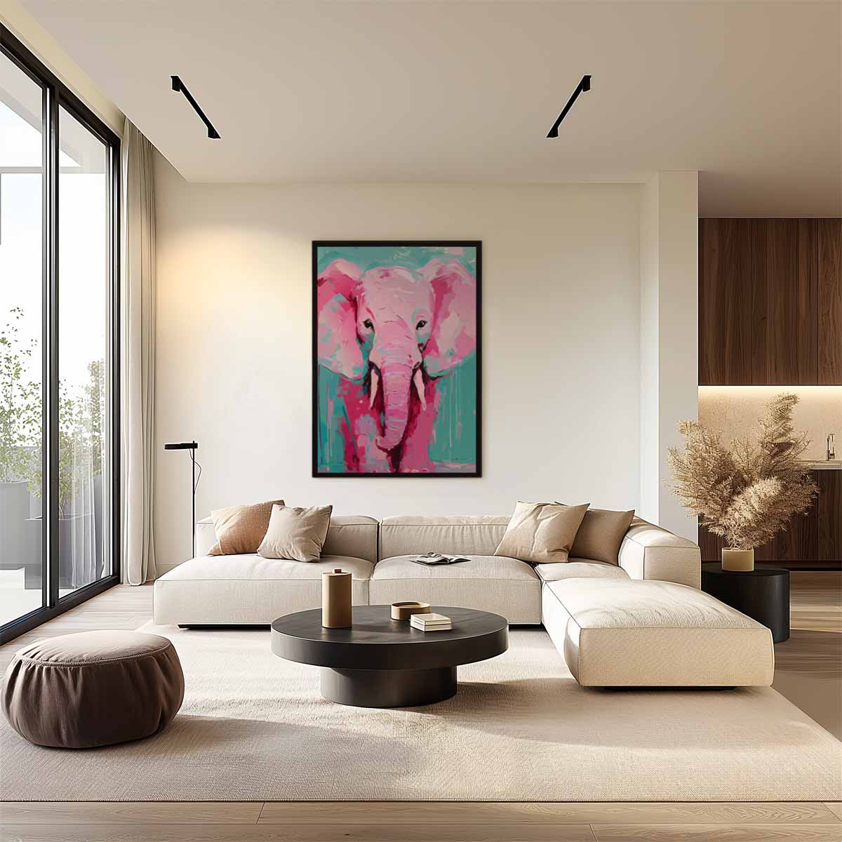 Kleurrijke Olifantenkunst – staand kunstwerk voor modern interieur