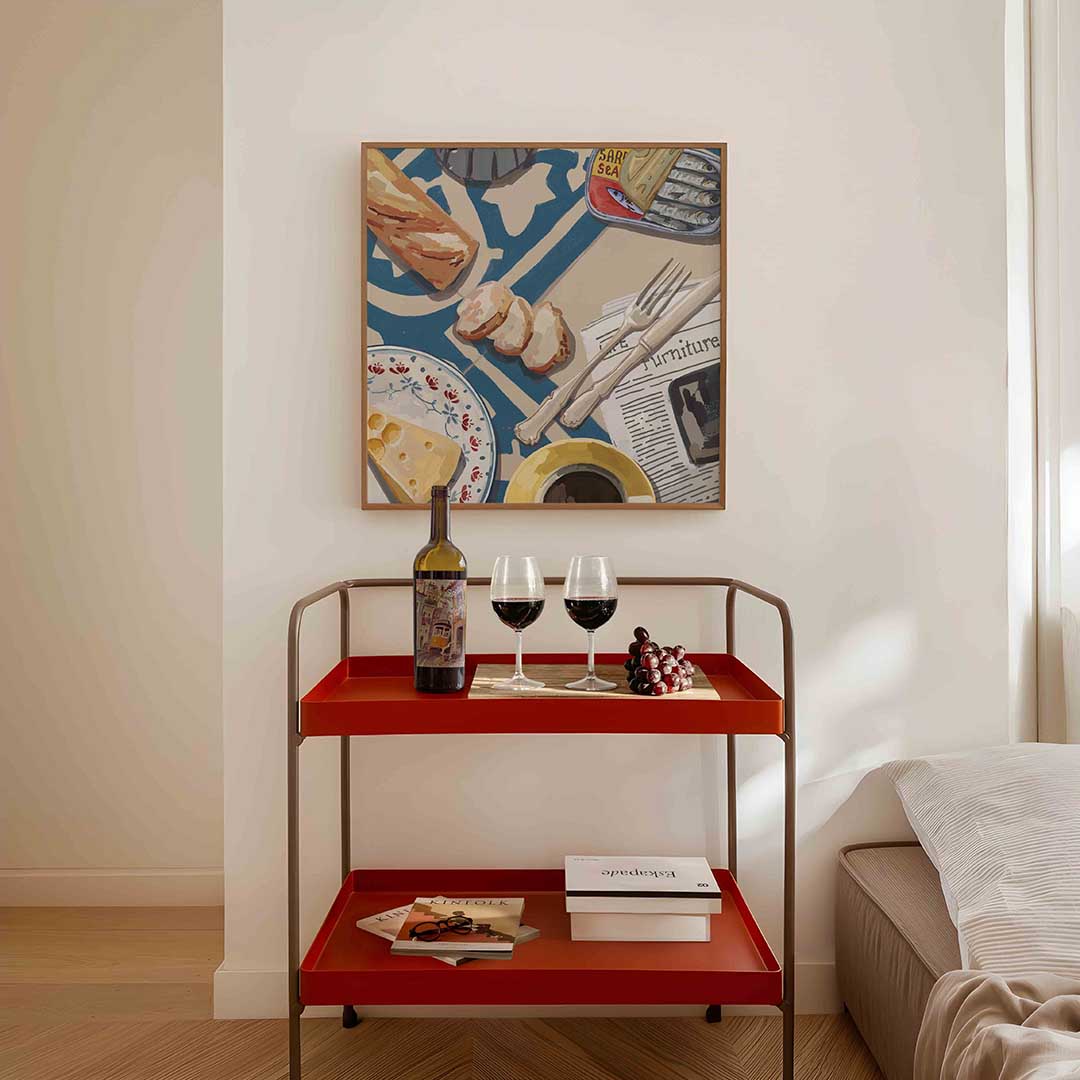 Ontbijt tafel – vierkante keuken wanddecoratie van WallArtistic