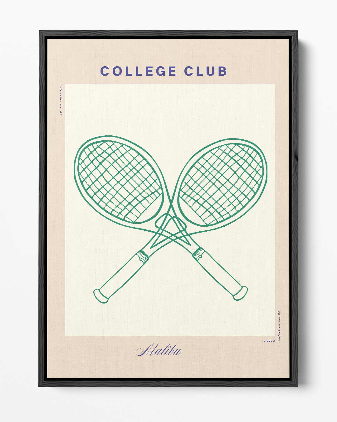 Tennisracket Illustratie - College Club – portret kunstwerk als wanddecoratie