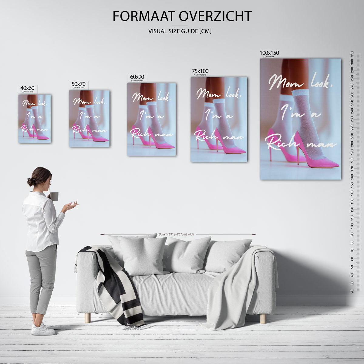Roze hakken statement – staand wanddecoratie kunstwerk