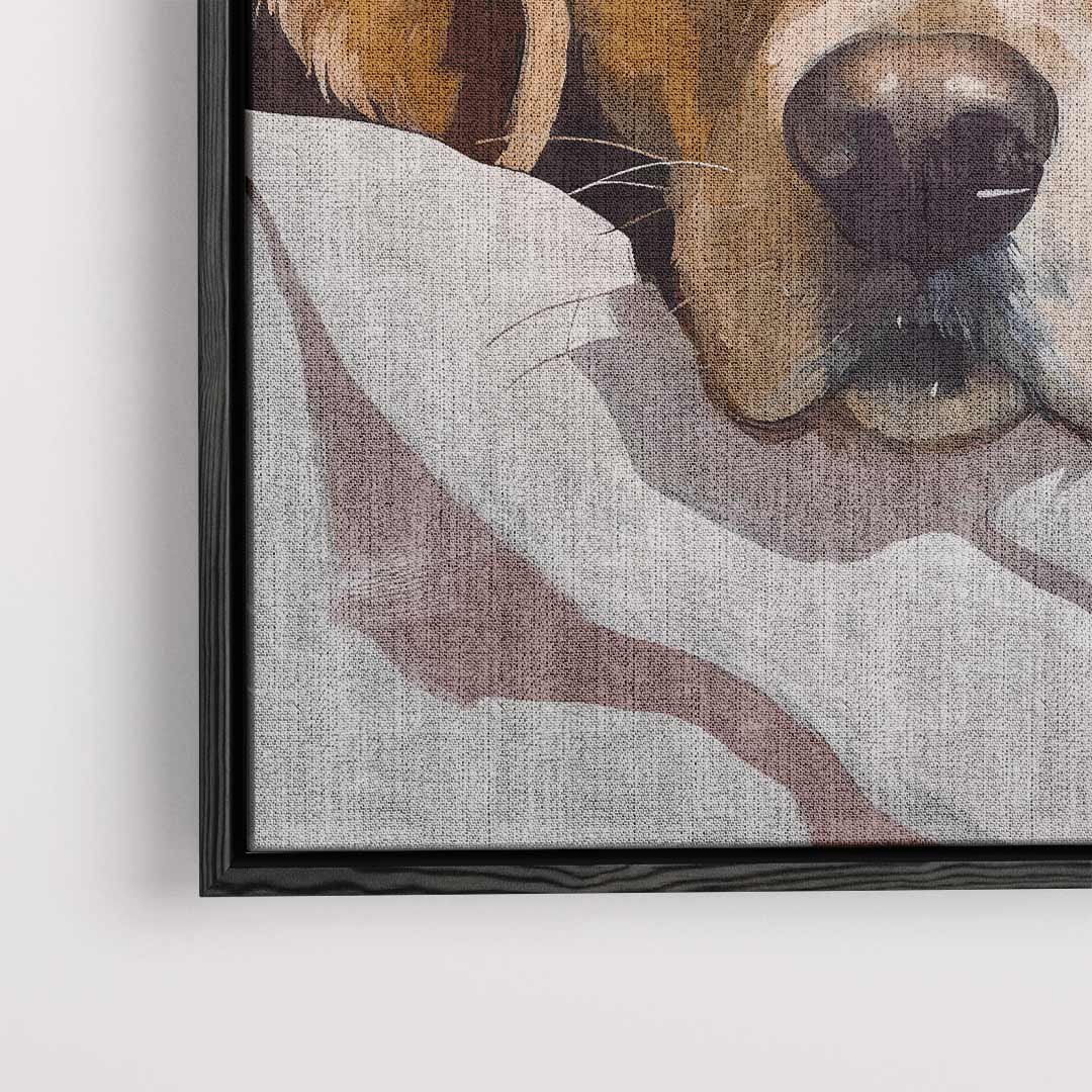 Schattige Hond aan het Chillen – plexiglas wanddecoratie in portret formaat