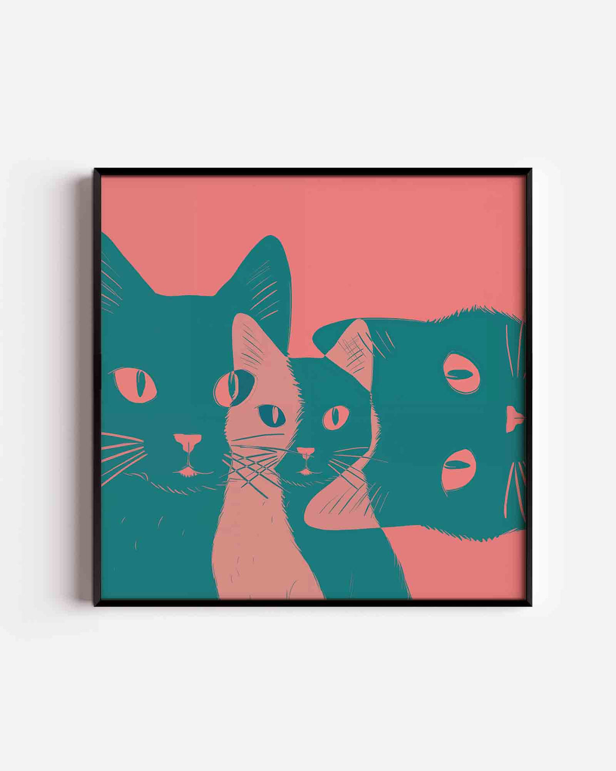 Drie katten – vierkante dierenposter als wanddecoratie