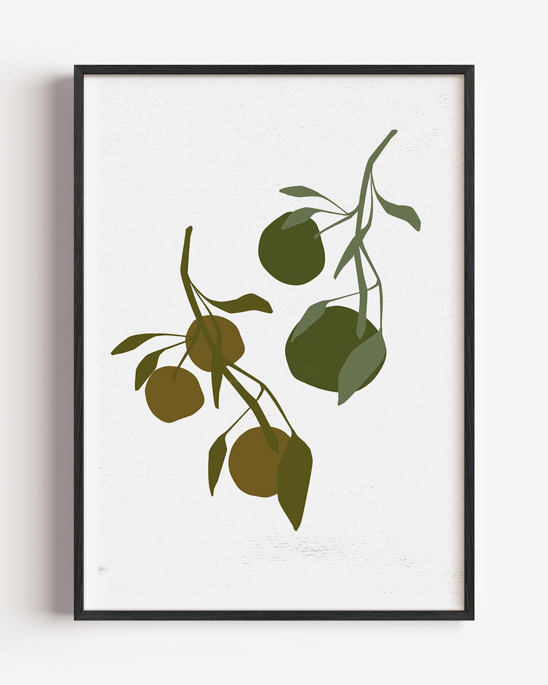 Olijfgroene Citrusprint – bloemen portret poster als wanddecoratie