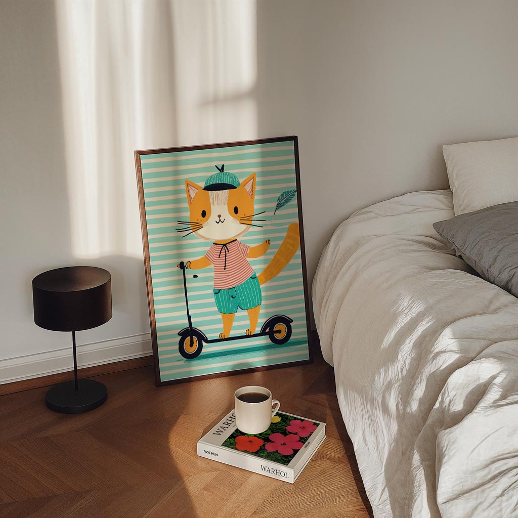 Kat op Step – staande kinderkamer wanddecoratie van WallArtistic