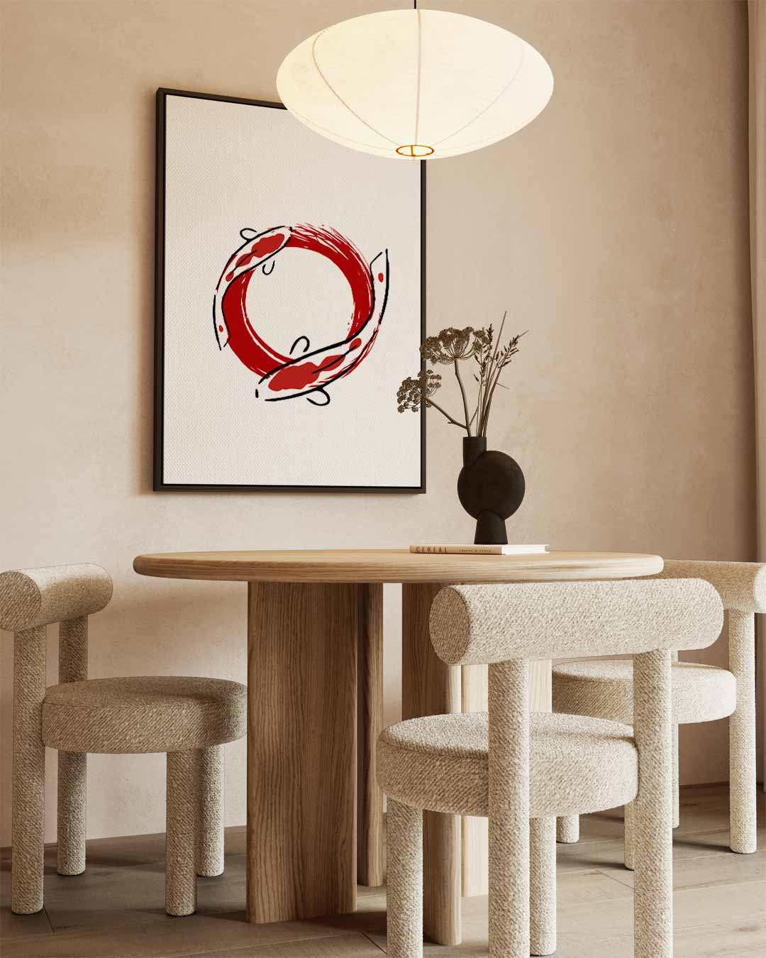Krachtige Koi Cirkel – staand kunstwerk voor modern interieur