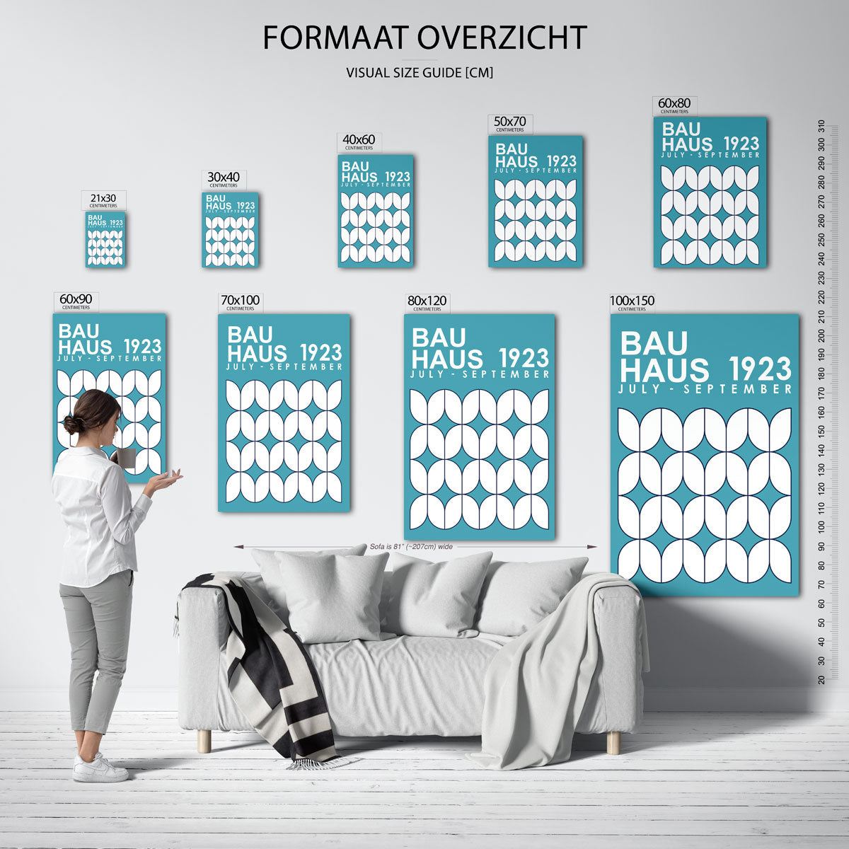 Vormritme en kleur – geometrische poster in Bauhaus-stijl van WallArtistic