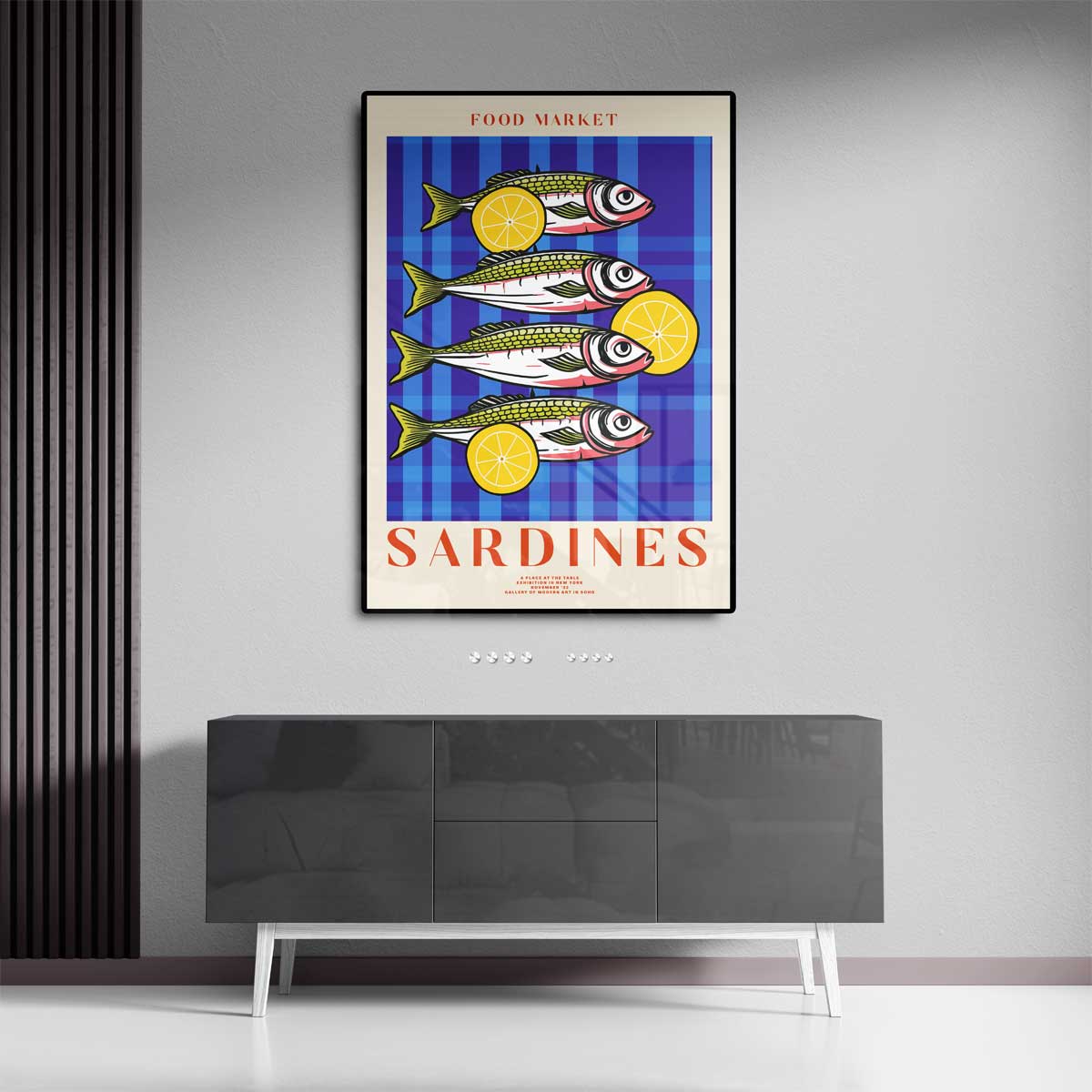 Vrolijke Sardientjes – dibond wanddecoratie in staand formaat