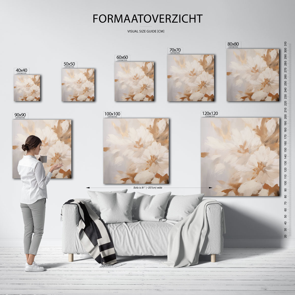 Bloemmotief – vierkante muurposter met abstracte vormen