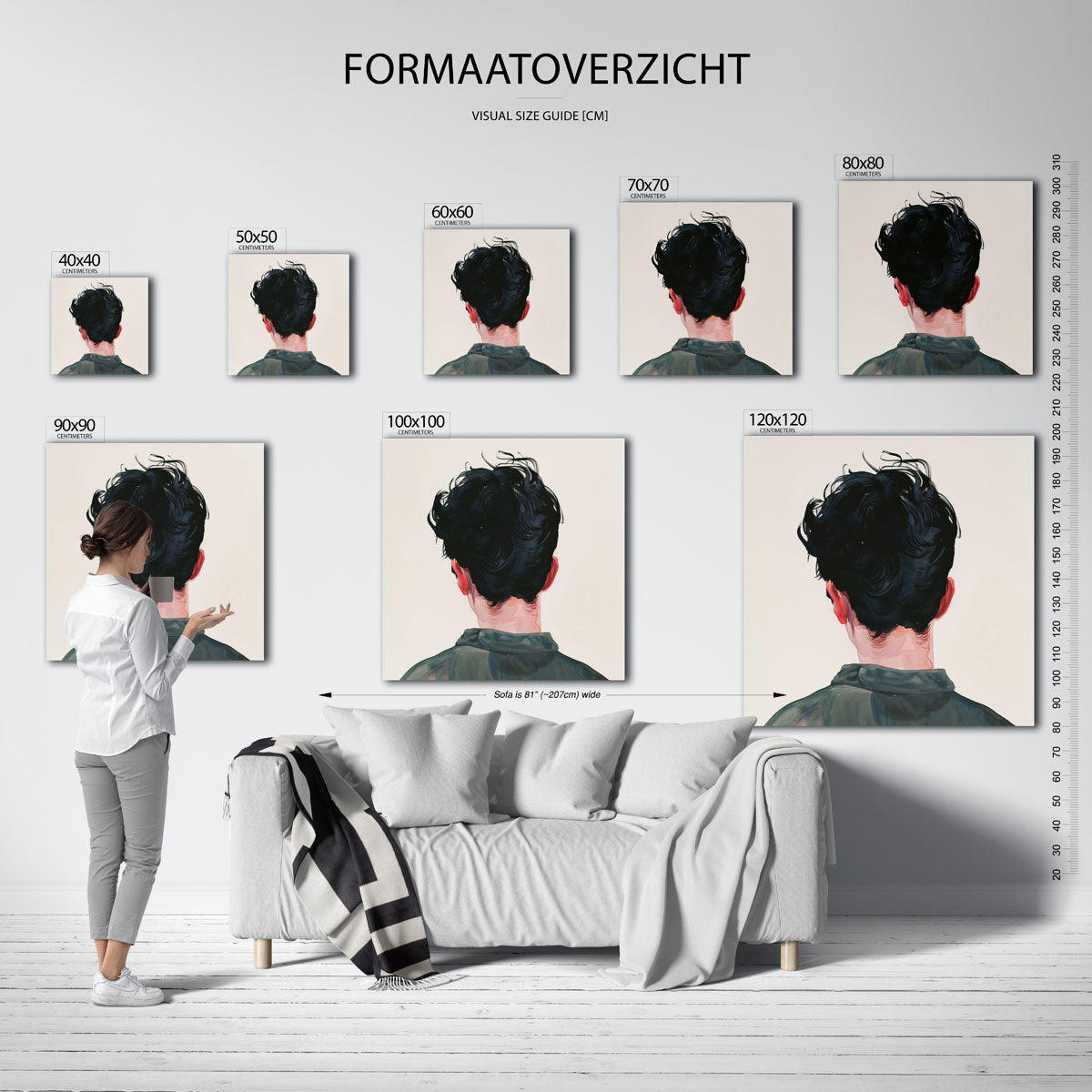 Achterkant hoofd – vierkante muurposter met kunst en design