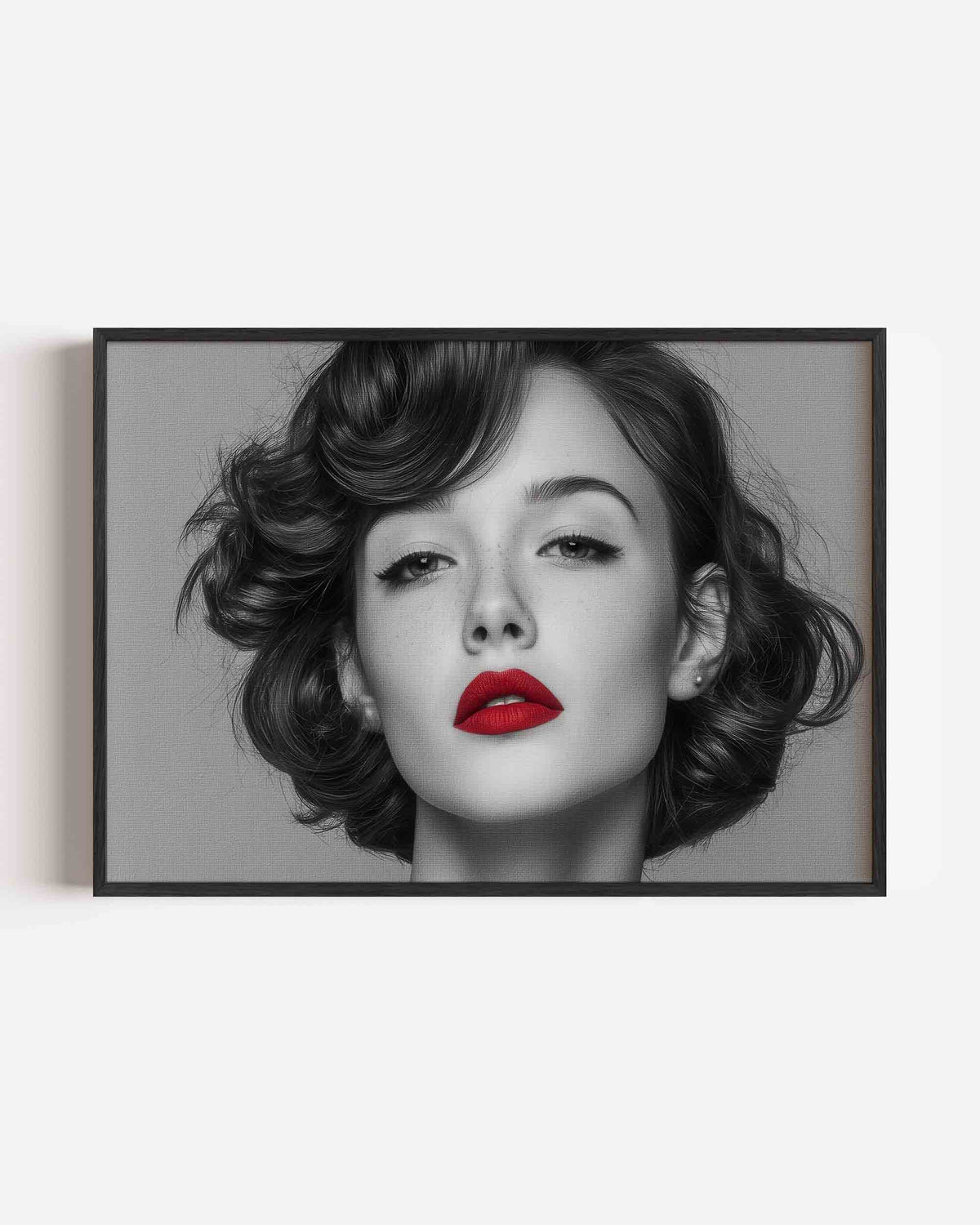 Portret met rode lippen – vrouwelijk portret als landscape poster