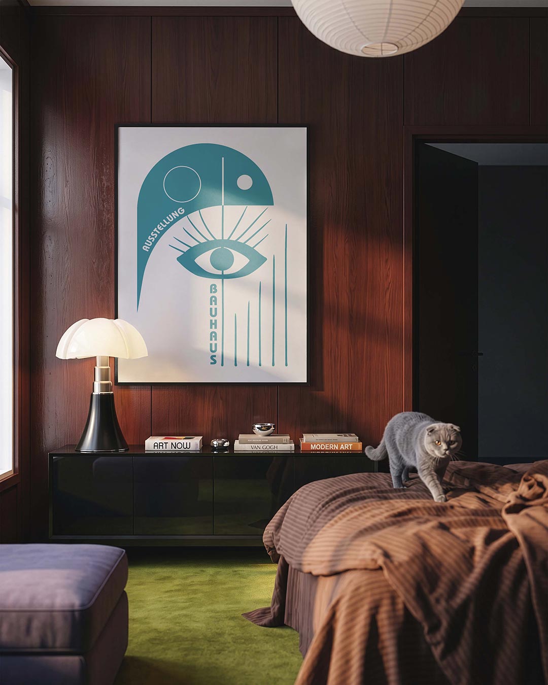 Oog en lijnen – geometrische Bauhaus poster in staand formaat