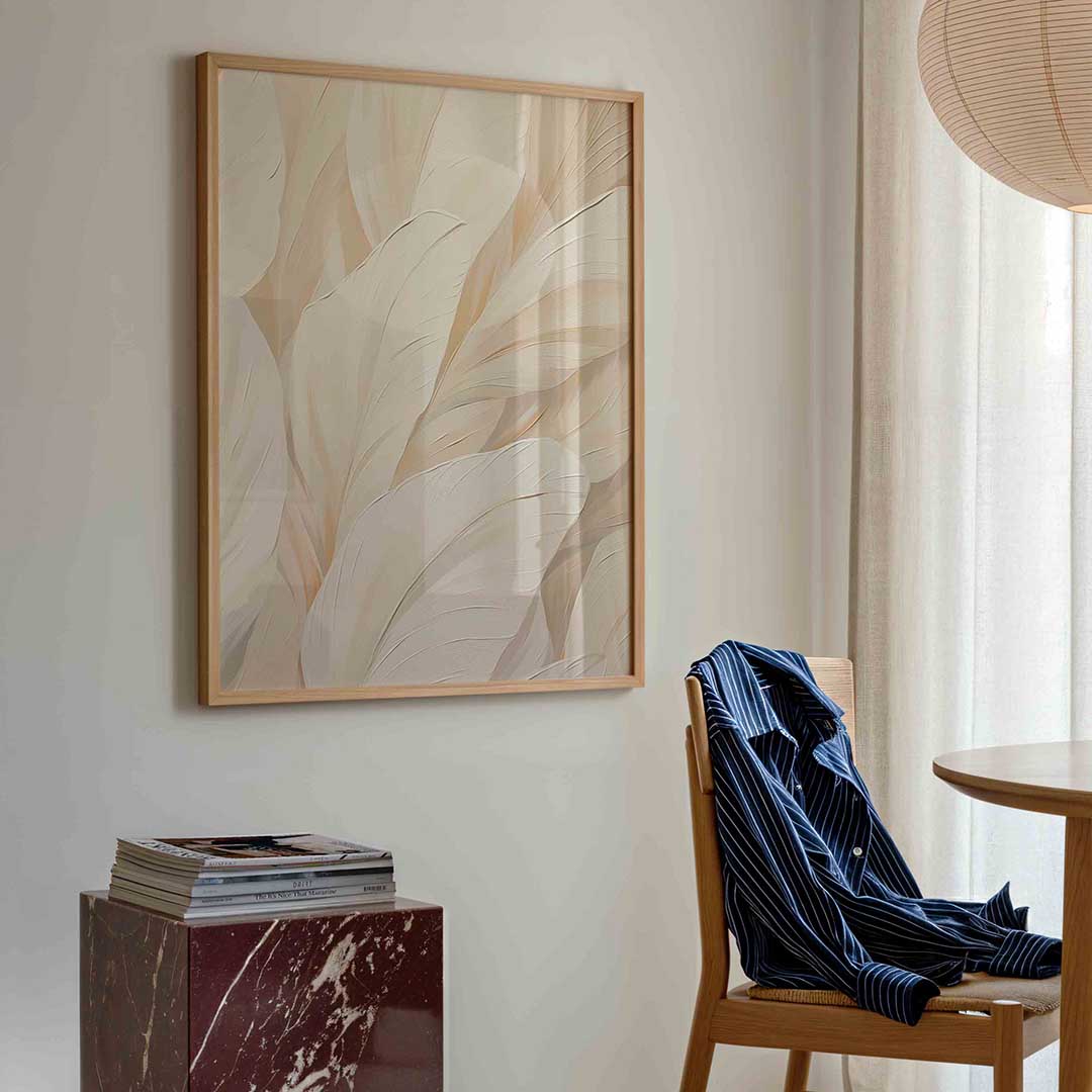 Beige bladeren – bloemen poster in staand formaat