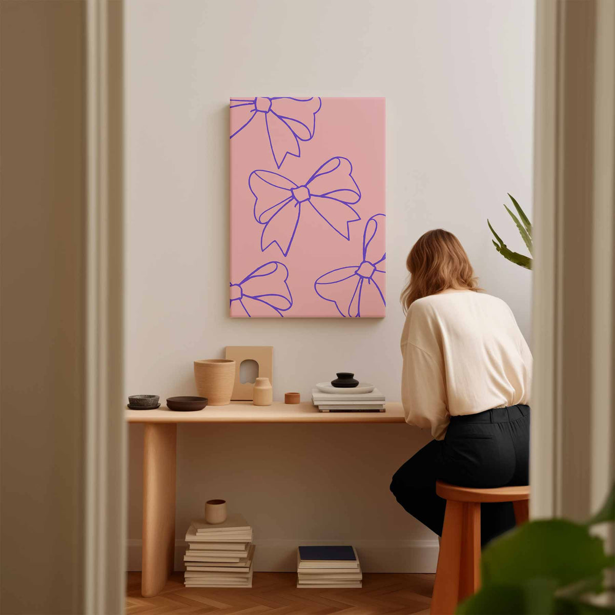 Speelse Strikjes – staand kunstwerk voor modern interieur