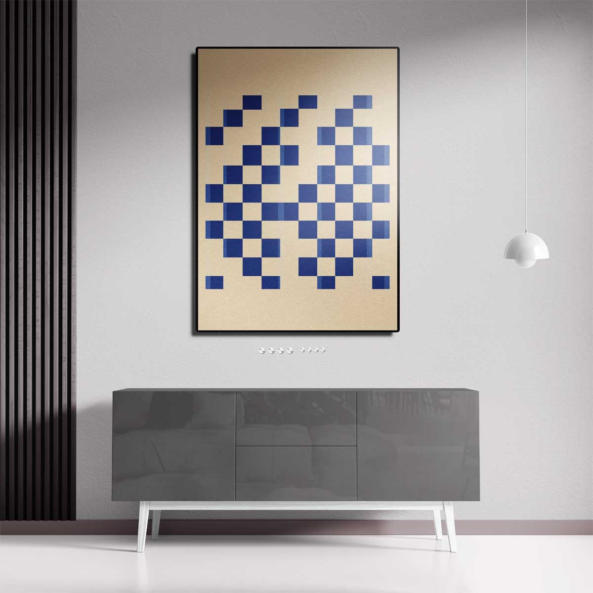 Ritmisch Blauwe Vlakken – canvas kunstwerk als wanddecoratie