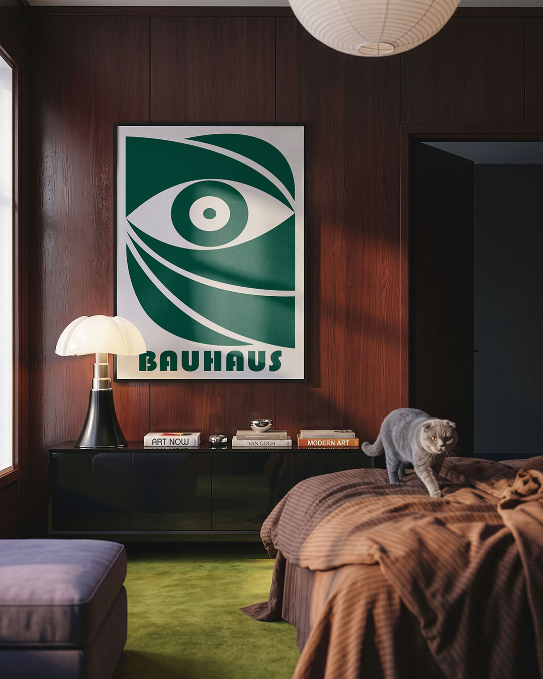 Oogvorm en lijnen – geometrische Bauhaus poster in staand formaat