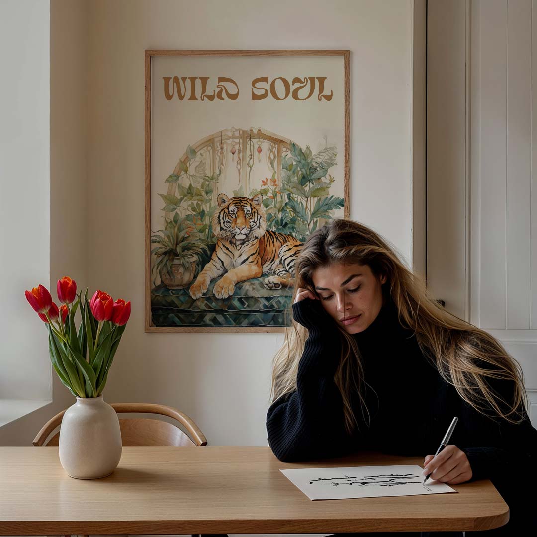 Wilde Ziel Tijger – staande muurposter met dierenthema