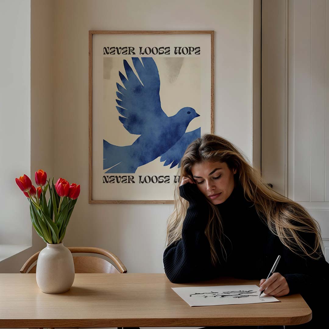 Blauwe Hoop – staande muurposter met dierenthema