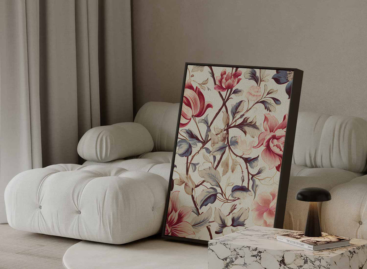 Romantisch Bloemenpatroon – plexiglas wanddecoratie in portret formaat