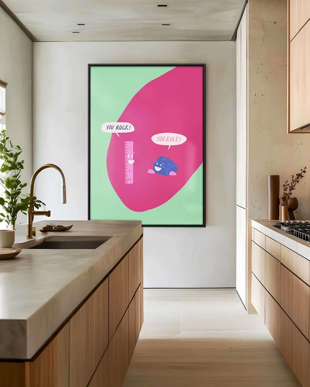 Vrolijke Vriendschap Illustratie – dibond wanddecoratie in staand formaat